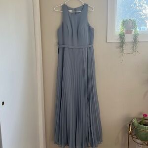 Dusty blue Azazie bridesmaid dress